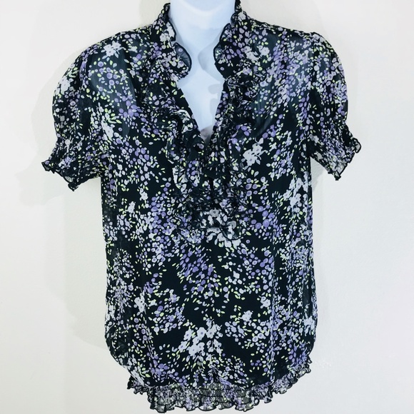 Maybe Tops - SOLD Maybe Floral Print Blouse Collar Size L